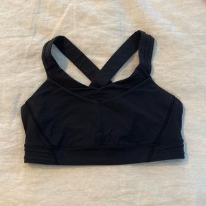 Black high support Lululemon sports bra